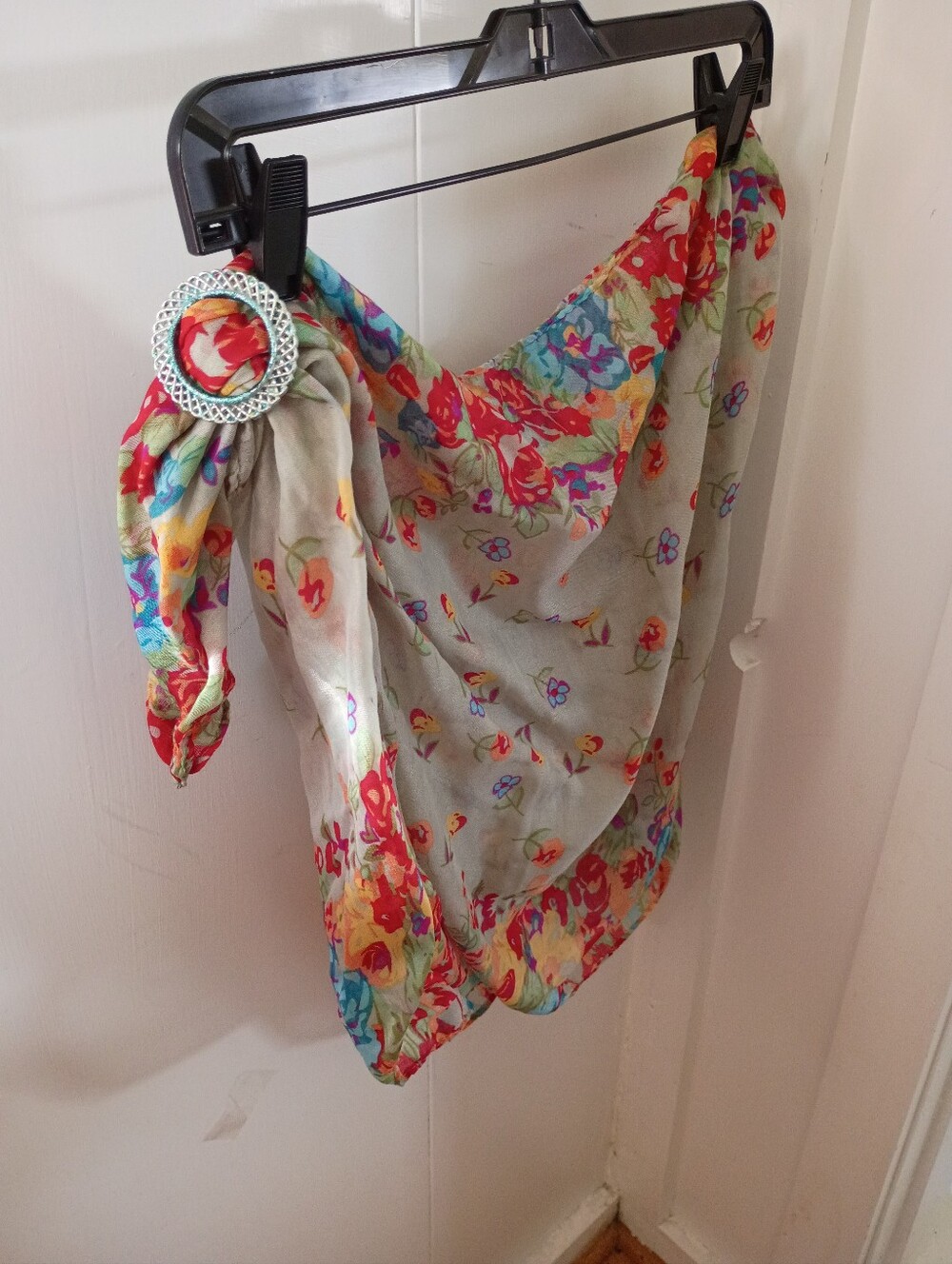 Soft Green Floral Print Lightweight Colorful Scarf Sarong